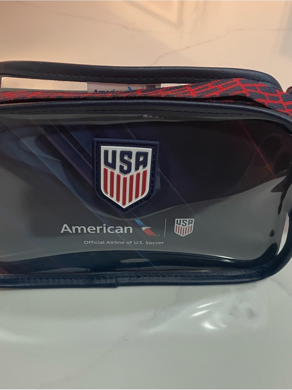American Airlines Clear Travel amenity Bag - Navy & Red USA SOCCER